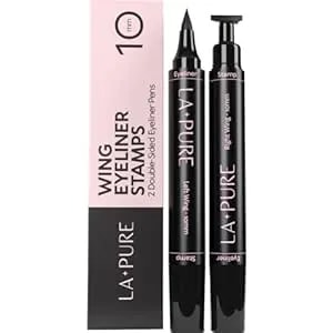 La Pure Waterproof Liquid Eyeliner Stamp Winged Eyeliner Tool 2x Cat Eye - Winged & Fine Tipped Pen Eyeliner Stencil Smudge Proof Black Eye Liner Tiktok Trend Items Wing Stamp - Black 10mm