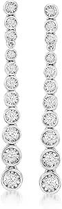 Ross-Simons 0.50 Ct. T.W. Bezel-Set Diamond Drop Earrings In Sterling Silver