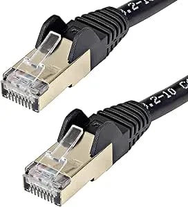 Startech 6ft cat6a Ethernet Cable - 10 Gigabit Shielded Snagless rj45 100w Poe Patch Cord - 10gbe Stp Network Cable With Strain Relief - Black - Ul, Tia (c6aspat6bk)