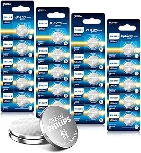 Philips CR2032 Battery 20 Pack, 3v Lithium Coin Cell Battery Long-Lasting CR 2032 Batteries Coin And Button Cell Batteries (20 Pack)