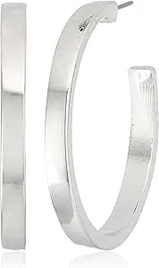 Guess "Basic" Silver Logo Open Hoop Earrings