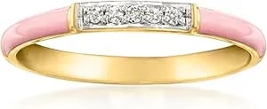 Ross-Simons Pastel Pink Enamel Ring With Diamonds In 18kt Gold Over Sterling