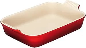 Le Creuset Stoneware Heritage Rectangular Dish, 4 Qt. (12" X 9"), Cerise