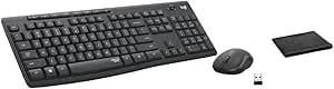 Logitech mk295 Wireless Keyboard And Mouse Combo – Silenttouch Quiet Keys, Full Numpad, 2.4ghz Usb Receiver, Lag-Free Windows Computer, Laptop & Pc Office Set – Graphite Black, Includes Cloth
