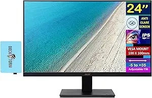 Acer 24" Fhd Ips Monitor With 4 Ms Response Time, Anti-Glare, Adaptive Sync, Integrated Speakers, Vesa Mount (100x100mm) & Dockztorm Hub, Vga, Hdmi, Black Color