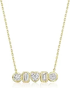 Ross-Simons 1.80 Ct. T.W. Multi-Shaped Cz Necklace In 18kt Gold Over Sterling. 16 Inches