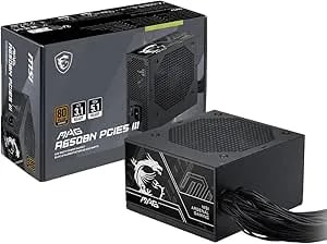 Msi Mag a650bn pcie5 Iii, Non Modular Gaming 650w Power Supply, 80+ Bronze, Dual 12v-2x6 Cables, Server-Grade Capacitor, Atx 3.1 & Pcie 5.1 Ready, Low-Noise, Semi Digital, 5 Year Warranty