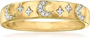 Ross-Simons Diamond Moon And Star Ring In 18kt Gold Over Sterling