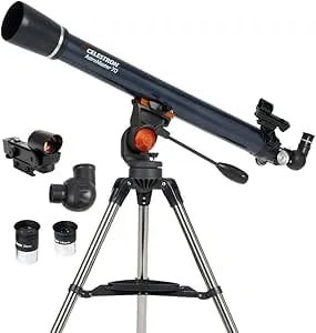 Celestron – Astromaster 70AZ Telescope – Refractor Telescope – Fully-Coated Glass Optics – Adjustable-Height Tripod – Bonus Astronomy Software Package