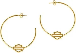 Harley-Davidson Women'S Small Bar & Shield Logo Hoop Earrings - Stainless Steel
