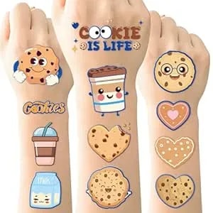 Cute Cookie Temporary Tattoos Stickers - 20 Sheets 280 Pcs One Sweet Cookie Birthday Decor Milk Cookies Tattoo Stickers For Cookies Birthday Party Decorations Party Favor Supplies