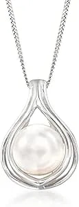 Ross-Simons 9.5-10mm Cultured Pearl Teardrop Pendant Necklace In Sterling Silver