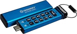 Kingston Ironkey Keypad 200 Usb-C 256gb Encrypted Flash Drive - Os Independent - Fips 140-3 Level 3 - Xts-Aes 256-Bit - Badusb And Brute Force Protection - Multi-Pin Option - ikkp200c/256gb