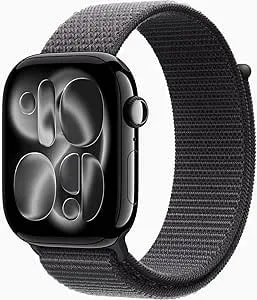 Apple Watch Series 11 [GPS + Cellular, 46mm] Jet Black Aluminum Case With Dark Gray Sport Loop Band, One Size (Renewed)