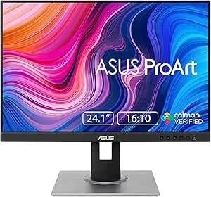 ASUS Proart 24" Monitor - Wuxga (1920 X 1200), 16:10 Monitor, 100% Srgb/Rec.709 ΔE < 2, IPS, Displayport, HDMI, Calman Verified, Anti-Glare, Tilt, Pivot, Swivel, Height Adjustable - PA248QV
