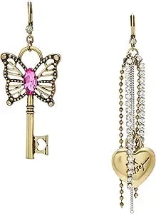 Betsey Johnson Women'S Boho Butterfly Lock & Key Earrings