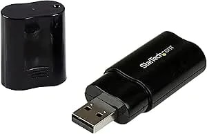 Startech.Com USB Sound Card - 3.5mm Audio Adapter - External Sound Card - Black - External Sound Card, TAA (Icusbaudiob)
