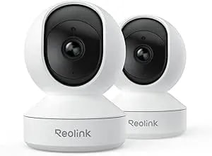 Reolink Home Security Camera System, 4mp Hd Plug-In Indoor Wifi 6 Pan Tilt Pet Camera, Baby Monitor, Night Vision, 2 Way Talk, Smart Human/Pet Detection, Local Microsd Card Storage, e1(2 Pack)
