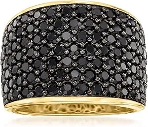 Ross-Simons 3.80 Ct. T.W. Pave Black Spinel Ring In 18kt Gold Over Sterling