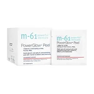 M-61 Powerglow Peel - Exfoliating Facial Peel With Glycolic, Salicylic Acid. 1 Minute, 1 Step - 30 Treatments