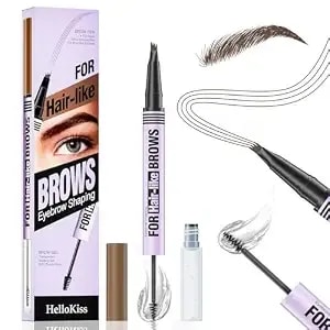 Eyebrow Pencil And Clear Eyebrow Gel,Eyebrow Pencils For Women, 3d Microblading Eye Brow Pen 4 Tip + Clear High-Hold Eyebrow Gel,Waterproof Brow Pencil, Brown