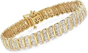Ross-Simons 1.00 Ct. T.W. Diamond Link Bracelet In 18kt Gold Over Sterling
