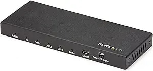 Startech.Com 4-Port Hdmi Splitter - 4k 60hz - 1 In 4 Out (st124hd202), Television Compatible, Black