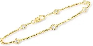 Ross-Simons 0.25 Ct. T.W. Bezel-Set Diamond Station Bracelet In 18kt Gold Over Sterling