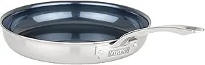 Viking 4-Ply Frying Pan, 12 Inch Laser Clad Titanium Performance Ti Kitchen Cookware, Blue/Silver