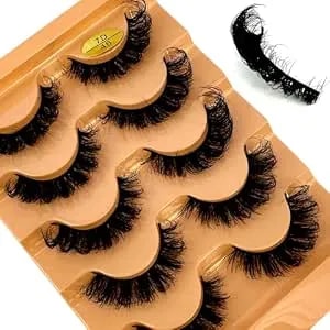 Cat Eye Eyelashes 3d Natural False Lashes D Curl Fluffy Soft Cross 5 Pairs Manga Lashes Wispy Natural Eyelash Extension Makeup (7d-46)