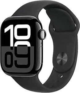 Apple Watch Series 10 [Gps + Cellular, 42mm] - Jet Black Aluminum Case With Black Sport Band, M/L (Renewed)