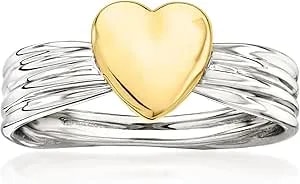 Ross-Simons 14kt Yellow Gold And Sterling Silver Puffed Heart Ring