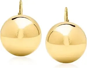 Ross-Simons Italian 18mm 18kt Gold Over Sterling Ball Drop Earrings