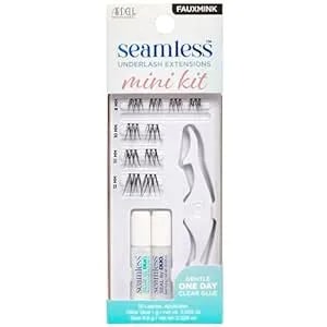 Ardell Seamless Underlash Extensions Fauxmink Mini Kit, 10 Lashes, 1 Day Clear Glue, Seal, Applicator, Perfect For On-The-Go Lash Customization, 1-Pack