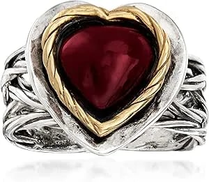 Ross-Simons 4.00 Carat Garnet Heart Ring In Sterling Silver And 14kt Yellow Gold