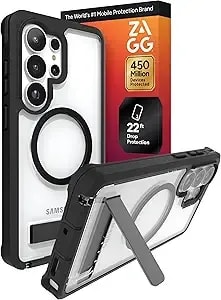Zagg Rainier Snap Samsung Galaxy s26 Ultra Case With Kickstand - Black, 22ft Drop Protection, Rugged Dual-Layer Magnetic Case, Graphene Fortified Heavy Duty Shockproof Cover, Military Grade Defense