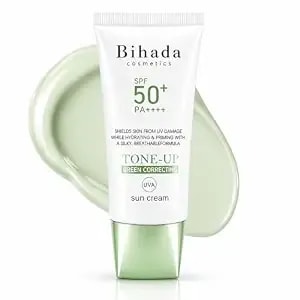 Green Tone-Up Color Correcting Primer Spf 50+ Pa++++, Face Primer For Visible Redness, Lightweight Hydrating Makeup Base, Smooth Non-Greasy Sun Cream Primer For Even-Looking Skin
