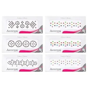 Bindi Pack Of 6 Crystal Designer Jewel For Forehead Face Tikka Multicolored Bindiya Stickers Stone Indian Traditional Mothers Day Mom Gifts Bindi Tattoos Women Girls Bride Return Gifts