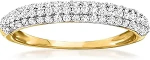 Ross-Simons Pave Diamond Halfway Band Ring In 14kt Gold