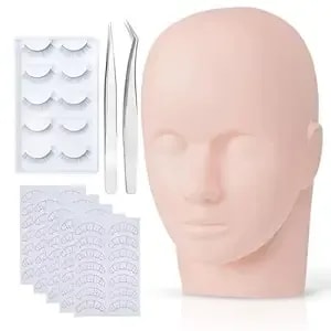 Lash Extension Mannequin Head Kit, Light Enough For Portability But Stable During Use,Sillicone Practice Heads Allows Realistic Lash Placement Practices