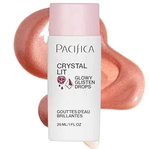 Pacifica Crystal Lit Glowy Glisten Drops – Face Makeup - Shimmery Multi-Use Liquid Blush/Highlighter For Radiant, Dewy Cheeks Luminous Glow Clean Beauty Vegan & Cruelty-Free Dermatologist Tested