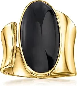 Ross-Simons Onyx Wrap Ring In 18kt Gold Over Sterling