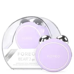 Foreo Bear 2 Go - Travel-Friendly Toning Microcurrent Facial Device - For Fine Lines & Wrinkles - Anti Aging - Face Sculpting - Instant Full Face Lift - Firm & Contour - Compact Skin Care - Lavender