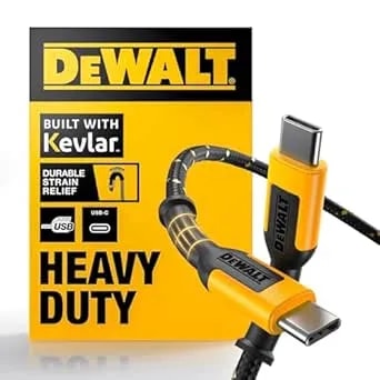 Dewalt Heavy Duty Usb C Cable, Jobsite 60 Watt Usb C Cable, High Speed Type-C To Type-C, Fast Charge Pd Usbc Fast Charging Cord For Iphone 16/15 Plus Pro Max, Macbook, Ipad, Samsung Galaxy, 6 Ft