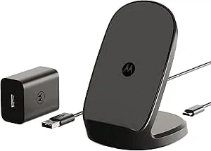 Motorola Turbopower 15W Wireless Stand + 33W Charger + Cable - Charging For Moto G Power 2024/2025, G Stylus 2024/2025, Edge 2023/2024/2025, Razr/Razr Plus 2023/2024/2025, Razr Ultra