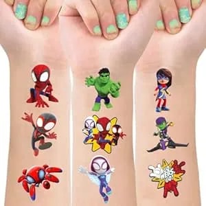 8 Sheets Spider And Friends Temporary Tattoos For Kids, Spider And Friends Birthday Party Supplies Tattoos Stickers For Party Decorations