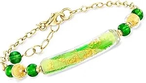 Ross-Simons Italian Multicolored Murano Glass Bead Bracelet In 18kt Gold Over Sterling. 7 Inches