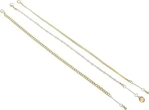 Steve Madden Women'S Pearl & Chain Mixed Anklet Set