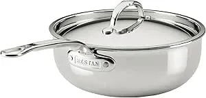 Hestan Probond Luxe Saucepan With Lid, 2 Quart Polished Tri-Ply Stainless Steel - Professional Clad Cookware, Induction Compatible, Oven Safe