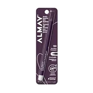 Almay Gel Eyeliner, Waterproof, Fade-Proof Eye Makeup, Easy-To-Sharpen Liner Pencil (Packaging May Vary), 130 Pure Plum, 0.045 Oz